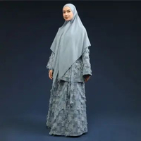 Lozy Hijab - Aluna Denim Set (Set Blouse Skirt Jeans Bahan Cotton Denim Unfinished Look) Patch Light