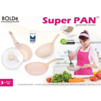 Super Pan Bolde Panci Granite Ceramic Cookware 4 Set Beige Pasti Ori