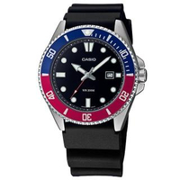 【CASIO 卡西歐】潛水錶 劍魚 槍魚系列 水鬼 防水200米 日期 橡膠手錶 紅藍色 44mm(MDV-107-1A3)