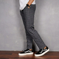 CELANA TARTAN PRIA ANKLE PANTS MOTIF KOTAK2 PANJANG COWOK SALUR MODEL SLIMFIT BAHAN SEMI WOLL Abu Co