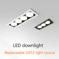 YiYing Led Downlight Recessed Square GX53 Bulb Spotlights Aluminum 3x7W 4x7W Ceiling Long Grille Light Foco For Living Room Shop