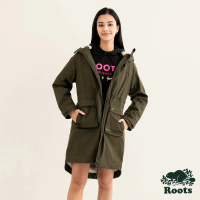 Roots Roots女裝-都會探索系列 連帽長版外套(綠色)