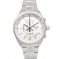 SEIKO 精工 SSB375P1手錶 三眼計時碼錶 日期 銀白面 鋼帶 男錶