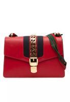 Gucci 二手 Gucci 小型皮革 Sylvie 織帶手提包