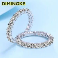 DIMINGKE Super Flash 2.2CT Full D Moissanite Ring With Certificate Solid S925 Silver Fine Jewelry Wedding Party Birthday Gift