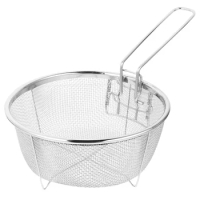 Stainless Steel Frying Basket Mini Fryer Deep Round Metal Fryer Mesh with Handle