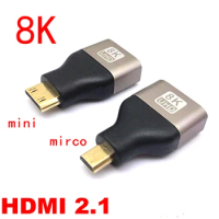 Mini HDMI Adapter 8K 60Hz 4K 120Hz Mini HDMI Male to HDMI 2.1 Female Converter For Laptop Graphics Card Micro HDMI Extension