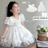 2025 Girls' Dress Same Style Vintage Super Retro Girls' First Birthday Little Wedding Dress Children