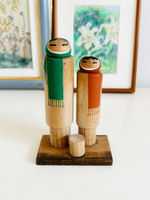 日本昭和鄉土玩具 實木木雕木芥子木偶置物擺飾