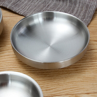 韓式雙層不銹鋼餐碟泡菜碟子調料碟加厚料理小碗小菜盤涼菜碟骨碟