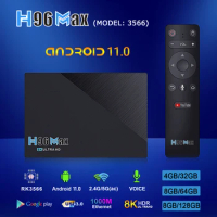 H96 Max TV Box Android 11.0 RK3566 1000LAN BT4.0 8K TVBOX H96MAX V11 2.4G 5G Wifi 4K HDR Youtube Google Media Player Set Top Box