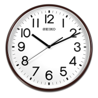SEIKO 精工 / 33cm 極簡質感 滑動式秒針 餐廳客廳臥室 靜音掛鐘 / 白色x棕框 / QXA677B /SK048