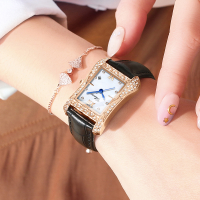 New Woman Watch Ladies Fashion Luxury Rhinestone Diamond Watches Women Girls Watch Genuine Leather Waterproof Quartz Wristwatch