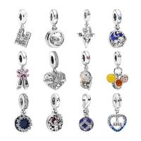 Silver 925 Pendants Charms For Women Bracelets DIY Notre Dame Owl Dragon Fox Rabbit Ballerina Shoes Stars Chinese Bao Hearts