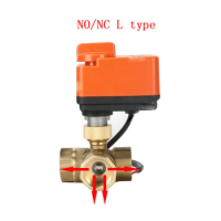 3 way motorized ball valve electric ball valve Two line 3 way control AC220V DN15-DN40 Nomally open/closed L type