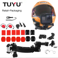 TUYU Mount Base Motorcycle Helmet Bracket for DJI OSMO Action 4 3 GoPro HERO 12 11 10 9 8 7 6 5 EKEN H9 Insta360 X3 X2 One Rs