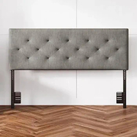 Diamond-Tufted Mid-Rise Upholstered Headboard, Wall or Bed Frame Mount - Full or Queen (Gray)