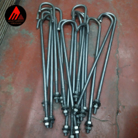 Angkur Payung atau angkur j M16 x 60cm x 10cm ( Bahan As )Mur 2 dan Ring Plat 2