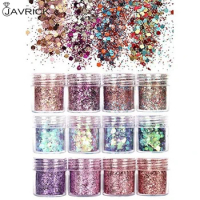 12 Boxes Cosmetic Festival Chunky Sequins Epoxy Resin Pigment Body Face Hair Nair Art Glitters Paillette Iridescent Flakes