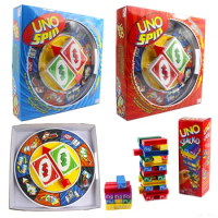 UNO Games SPIN Card Board Game Family Funny Entertainment Poker Stackoed Toys for Children Birthday Halloween Gifts