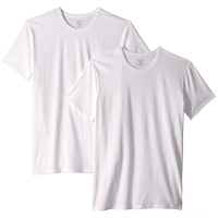 【Calvin Klein 凱文克萊】2022男時尚棉質圓領白色短袖內衣2件組-網
