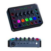 F11 Live Sound Card and Audio Interface with DJ Mixer Effects and Voice Changer Stereo Audio Mixer For Youtube Streaming