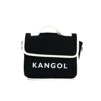 KANGOL 側背帆布包 掀蓋式 黑色/白色滾邊 62251711 20 noK50