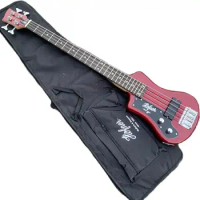 Left-handed 4 String Bass Mini Travel Guitar Bass with Gigbag