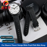 20mm 22mm Devil Pearl Fish Skin Watch Band for Huawei Tissot Omega Mido Wear Scratch Resistant Watchband Strap Black Blue Red