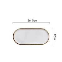 Nampan Piring Oval Keramik Marble Tray List Gold Grey Pink Jasmine Ceramic hoomey Grey S