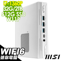 【MSI 微星】i7迷你電腦(PRO DP10 13M-005TW/i7-1360P/32G/2TB HDD+512G SSD/W11P)