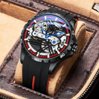 AILANG Brand New Fashion Hollow Mechanical Watch for Men Sports Silicone Strap Waterproof Skeleton Watches Men Relogio Masculino