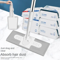 Static Dust-Removal Paper Mop Household Multi-Functional Flat Mop Hand Wash-Free Rotating Wet and Dry Disposable Lazy Mop