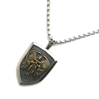 Unisex 316L Stainless Steel Gold-Silver Color Angel Shield Pendant Chain
