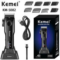 Adjustable Powder Metallurgy Tool Head Hair Clipper Kemei Km-5082 Usb Charging Base Digital Display Hair Trimmer