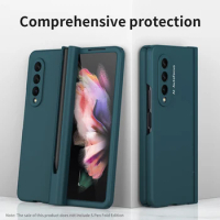 Voor Hinge Full Protection Capa for Samsung Galaxy Z Fold 3 Case with Pen Slot Front Screen Glass Z Fold3 Plastic PC Hard Cover
