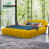 Italian Bed Frame King Size Designer Bed Fabric Comfort Set Bedroom Furniture Set Queen /King Size Double Bed