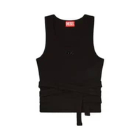 Diesel T-Anky-Tail-S1 Crop Top with Wrap-Around Design Black XS White