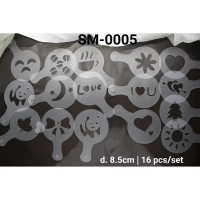 SM5 - Stencil Cetakan Kopi Icing Fondant (isi 16pcs)