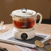 LocknLock Cute Electric Kettle Health Preserving Pot 600w 600ML Flower Tea Keep Warm Kettle High Borosilicate Glass For Home