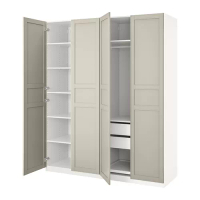 PAX/FLISBERGET 衣櫃/衣櫥, 白色/淺米色, 200x60x236 公分