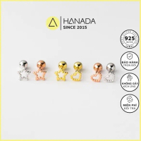 [BH TRỌN ĐỜI] Khuyên Bạc 925 Hanada Chui Bi Vặn Trái Tim Ngôi Sao , Bông Tai Mang hằng ngày  2433