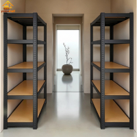 [เก็บเงินปลายทาง] Large shelf 3/5 stainless steel + wood shelf 300-1000 kg black white adjustable he