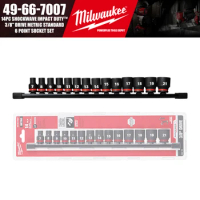 Milwaukee 49-66-7007 14PC SHOCKWAVE Impact Duty™ 3/8" Drive Metric Standard 6 Point Socket Set Wrench Power Tool Accessories