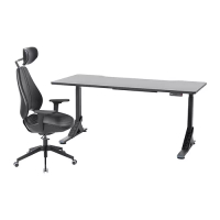 UPPSPEL/GRUPPSPEL 電競桌/椅, 黑色/grann 黑色, 180x80 公分