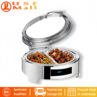USF Komersial Chafing Dish Rolltop Segi Kaca Catering Stainless Steel 6/9 L tempat lauk prasmanan