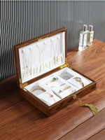 歐式復古實木首飾盒項鏈戒指手裱手鐲黃金飾品輕奢木質精致收納盒