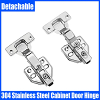1PCS Detachable 304 Stainless Steel Cabinet Door Hinge Hydraulic Damper Buffer Soft Close Quiet Wardrobe Door Concealed Hinges