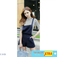 Baju jumsuit Jesslyn BC Jumpsuit Wanita denim Navy Kekinian@@ Panjang Setelan Pendek Jeans