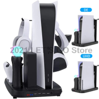 New PS5 VR Vertical Stand 2 Controller Charging Station 2 Move Gamepad Charger 2 Cooling Fan for for Playstation5 DE/UHD Console